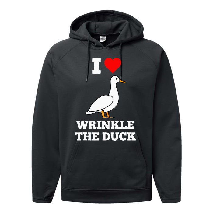 Funny Cute I Love Heart Wrinkle The Duck Performance Fleece Hoodie