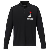 Funny Cute I Love Heart Wrinkle The Duck Performance Long Sleeve Polo