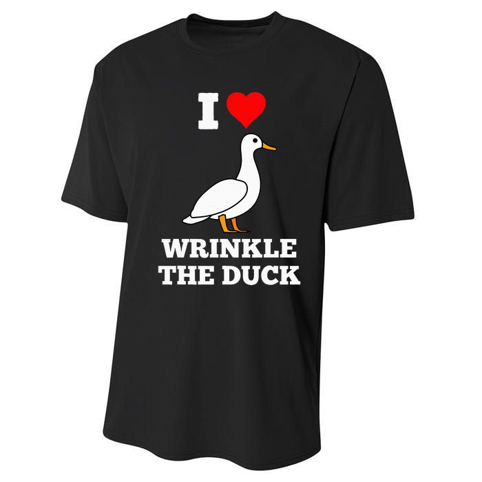 Funny Cute I Love Heart Wrinkle The Duck Performance Sprint T-Shirt