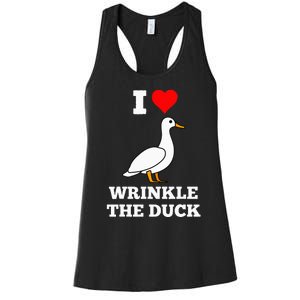 Funny Cute I Love Heart Wrinkle The Duck Women's Racerback Tank