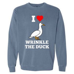 Funny Cute I Love Heart Wrinkle The Duck Garment-Dyed Sweatshirt