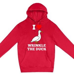 Funny Cute I Love Heart Wrinkle The Duck Premium Pullover Hoodie