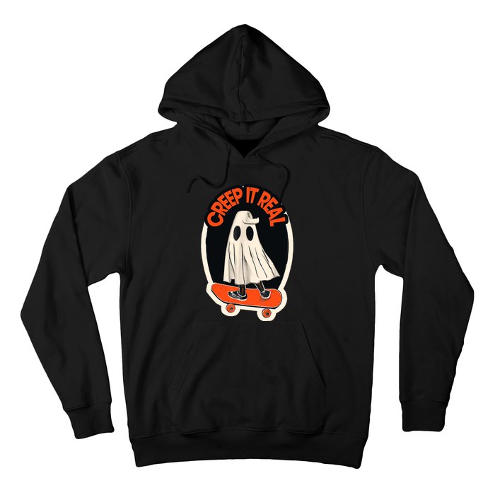 Funny Creep It Real Skateboarding Ghost Halloween Boo Spooky Hoodie