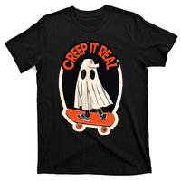 Funny Creep It Real Skateboarding Ghost Halloween Boo Spooky T-Shirt