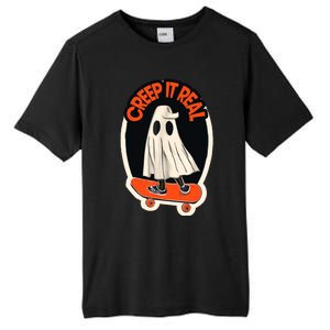 Funny Creep It Real Skateboarding Ghost Halloween Boo Spooky Tall Fusion ChromaSoft Performance T-Shirt