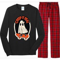 Funny Creep It Real Skateboarding Ghost Halloween Boo Spooky Long Sleeve Pajama Set