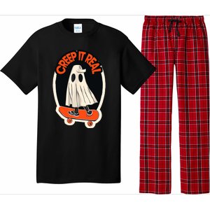 Funny Creep It Real Skateboarding Ghost Halloween Boo Spooky Pajama Set