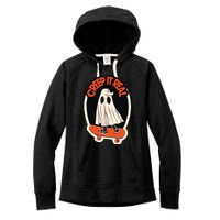 Funny Creep It Real Skateboarding Ghost Halloween Boo Spooky Women's Fleece Hoodie