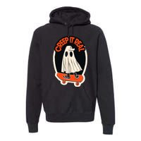 Funny Creep It Real Skateboarding Ghost Halloween Boo Spooky Premium Hoodie