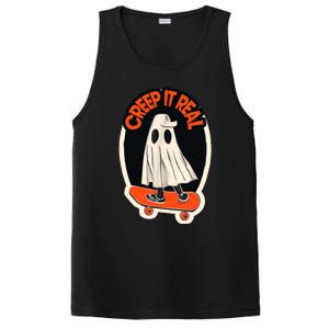 Funny Creep It Real Skateboarding Ghost Halloween Boo Spooky PosiCharge Competitor Tank