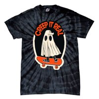 Funny Creep It Real Skateboarding Ghost Halloween Boo Spooky Tie-Dye T-Shirt