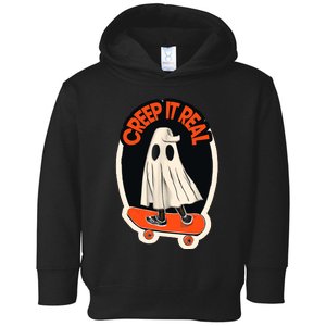 Funny Creep It Real Skateboarding Ghost Halloween Boo Spooky Toddler Hoodie