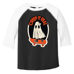 Funny Creep It Real Skateboarding Ghost Halloween Boo Spooky Toddler Fine Jersey T-Shirt