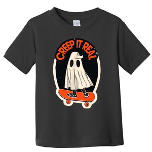 Funny Creep It Real Skateboarding Ghost Halloween Boo Spooky Toddler T-Shirt