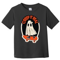 Funny Creep It Real Skateboarding Ghost Halloween Boo Spooky Toddler T-Shirt