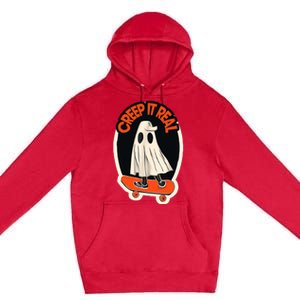 Funny Creep It Real Skateboarding Ghost Halloween Boo Spooky Premium Pullover Hoodie