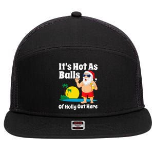 Funny Christmas In July Hot As Balls Santa Summer Party Gift 7 Panel Mesh Trucker Snapback Hat