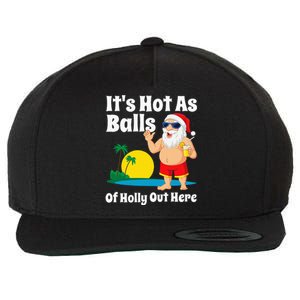 Funny Christmas In July Hot As Balls Santa Summer Party Gift Wool Snapback Cap