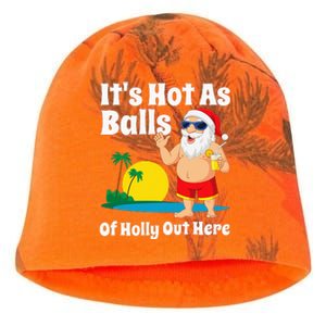 Funny Christmas In July Hot As Balls Santa Summer Party Gift Kati - Camo Knit Beanie