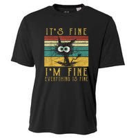 Funny Cat Its Fine Im Fine Everything Is Fine Cat Cooling Performance Crew T-Shirt