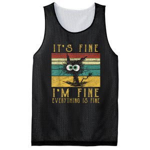 Funny Cat Its Fine Im Fine Everything Is Fine Cat Mesh Reversible Basketball Jersey Tank