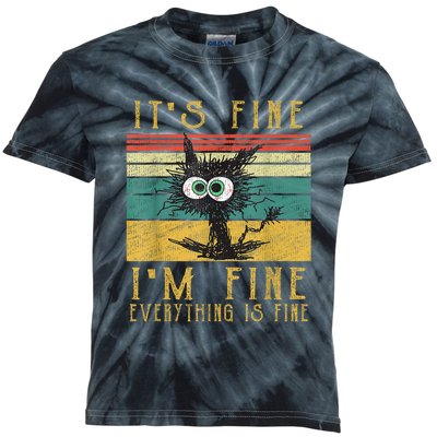 Funny Cat Its Fine Im Fine Everything Is Fine Cat Kids Tie-Dye T-Shirt