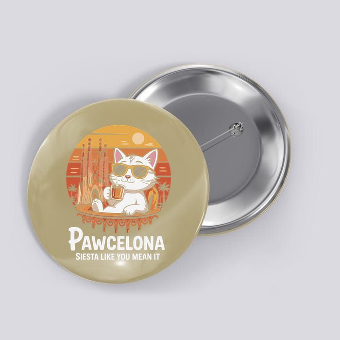 Funny Cat In Barcelona With Pawcelona Button