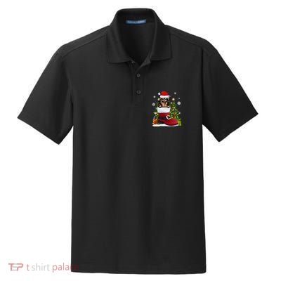 Funny Chihuahua In The Shoe Santa Hat Ugly Christmas Sweater Cool Gift Dry Zone Grid Polo