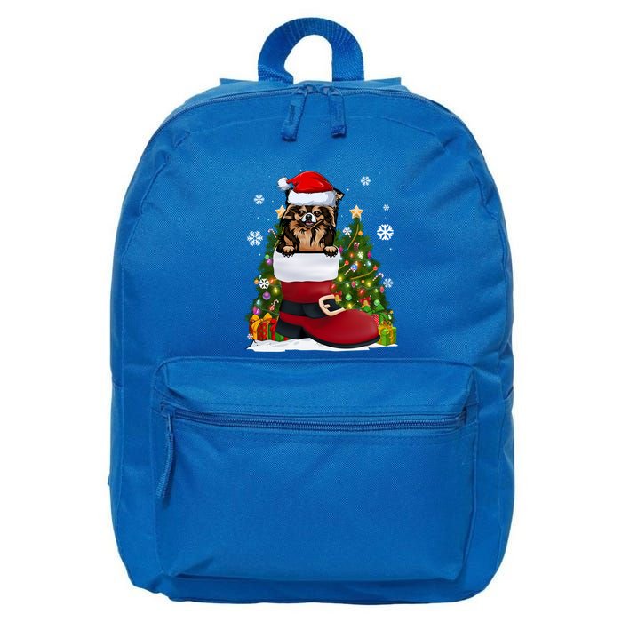 Funny Chihuahua In The Shoe Santa Hat Ugly Christmas Sweater Cool Gift 16 in Basic Backpack