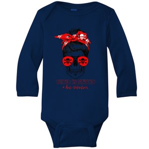 Funny Cupid Is Stupid Messy Bun Skull Anti Valentine's Day Love Baby Long Sleeve Bodysuit