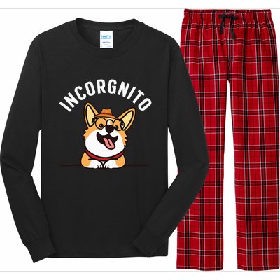 Funny Corgi Incorgnito Art For Corgi Dog Lovers Long Sleeve Pajama Set