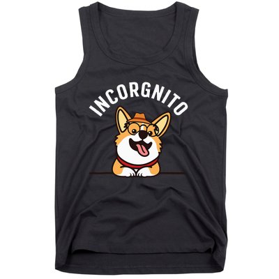 Funny Corgi Incorgnito Art For Corgi Dog Lovers Tank Top