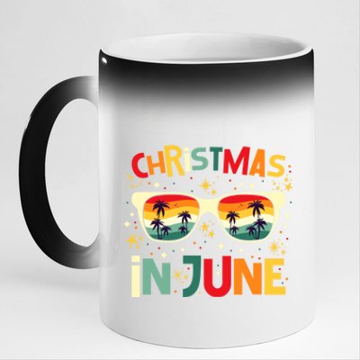 Funny Christmas In June Summer Vacation Beach Party Xmas 11oz Black Color Changing Mug