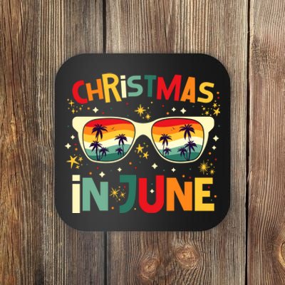 Funny Christmas In June Summer Vacation Beach Party Xmas Coaster