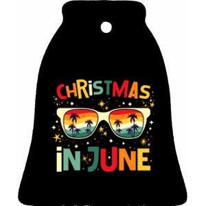 Funny Christmas In June Summer Vacation Beach Party Xmas Ceramic Bell Ornament