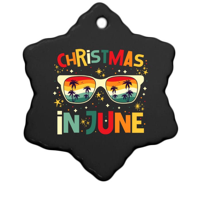 Funny Christmas In June Summer Vacation Beach Party Xmas Ceramic Star Ornament