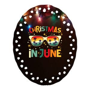 Funny Christmas In June Summer Vacation Beach Party Xmas Ceramic Oval Ornament