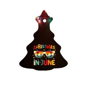 Funny Christmas In June Summer Vacation Beach Party Xmas Ceramic Tree Ornament