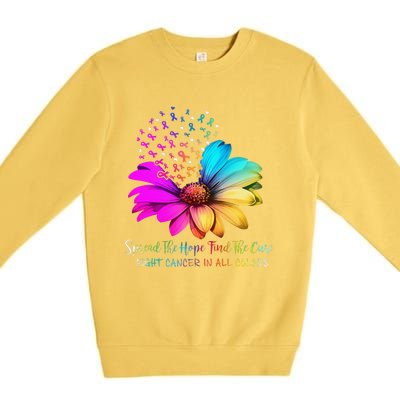 Fight Cancer In All Color Spread The Hope Find A Cure P.Ink Gift Premium Crewneck Sweatshirt