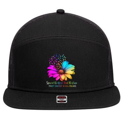 Fight Cancer In All Color Spread The Hope Find A Cure P.Ink Gift 7 Panel Mesh Trucker Snapback Hat