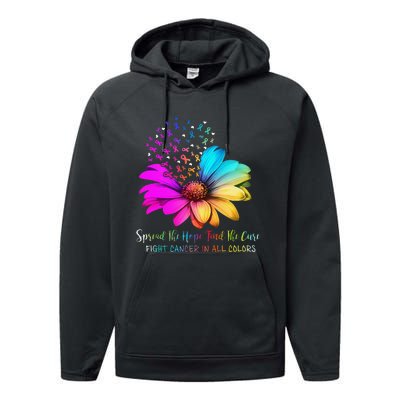 Fight Cancer In All Color Spread The Hope Find A Cure P.Ink Gift Performance Fleece Hoodie