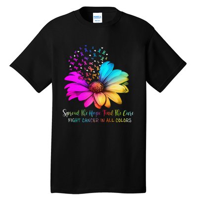 Fight Cancer In All Color Spread The Hope Find A Cure P.Ink Gift Tall T-Shirt