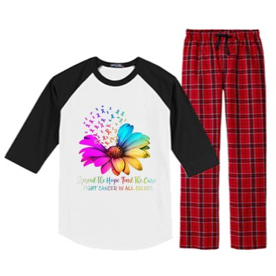 Fight Cancer In All Color Spread The Hope Find A Cure P.Ink Gift Raglan Sleeve Pajama Set