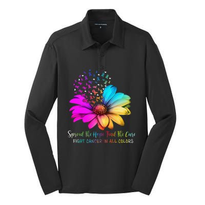 Fight Cancer In All Color Spread The Hope Find A Cure P.Ink Gift Silk Touch Performance Long Sleeve Polo