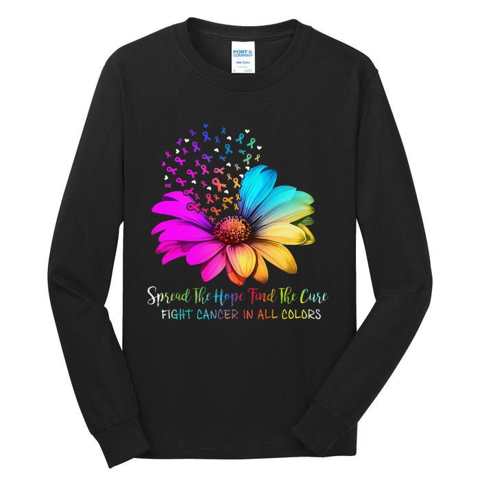 Fight Cancer In All Color Spread The Hope Find A Cure P.Ink Gift Tall Long Sleeve T-Shirt