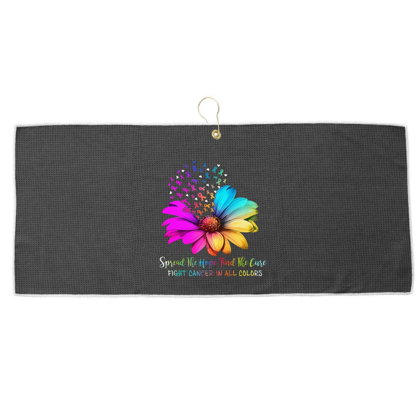 Fight Cancer In All Color Spread The Hope Find A Cure P.Ink Gift Large Microfiber Waffle Golf Towel