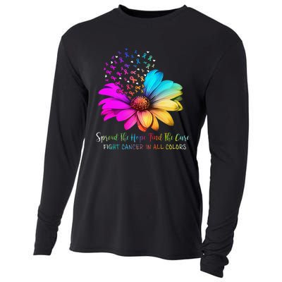 Fight Cancer In All Color Spread The Hope Find A Cure P.Ink Gift Cooling Performance Long Sleeve Crew