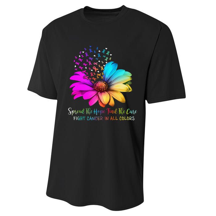 Fight Cancer In All Color Spread The Hope Find A Cure P.Ink Gift Performance Sprint T-Shirt