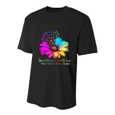 Fight Cancer In All Color Spread The Hope Find A Cure P.Ink Gift Youth Performance Sprint T-Shirt