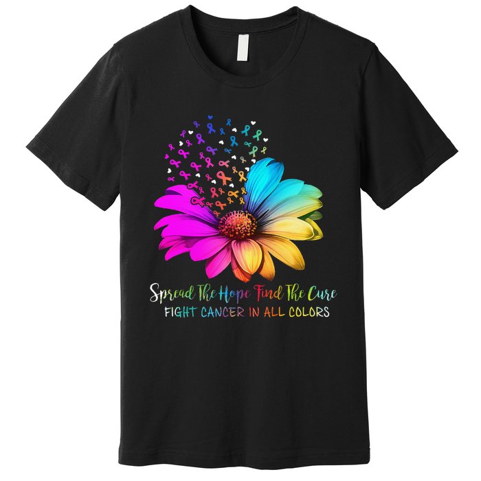 Fight Cancer In All Color Spread The Hope Find A Cure P.Ink Gift Premium T-Shirt